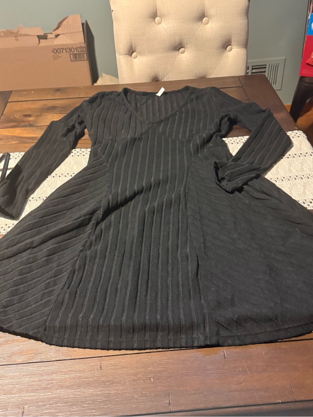 Halara Black  Long-Sleeve Ribbed Fit & Flare Dress- NWT-MED